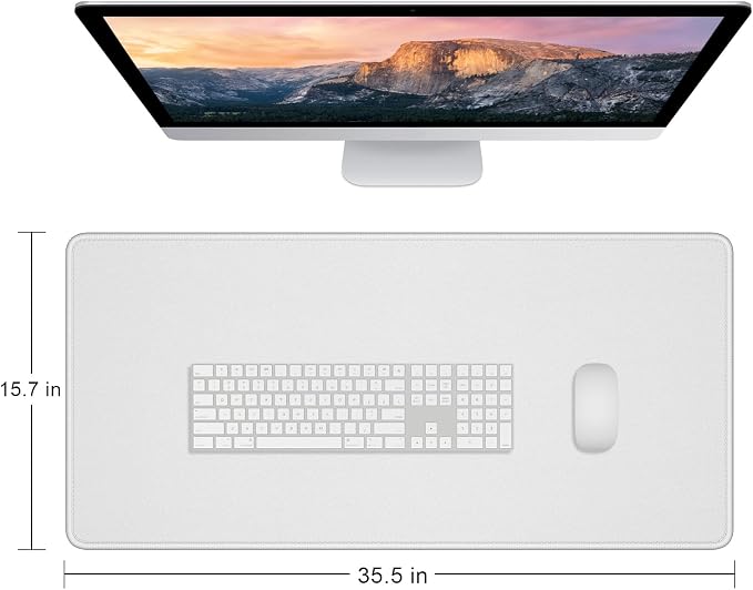 Dapesuom Large Gaming Mouse Pad, Extended Mouse Mat with Stitched Edges, Full Size Keyboard Pad with Non-Slip Base, Big XXL Computer Desk Mats for Gamer, Laptop, Office, 35.5 x 15.7in, Space Gray