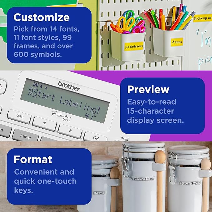 Brother P-Touch PTD220 Portable Label Maker Bundle for Home & Office Organization with Carry Case and TZe-231 Black on White Laminated Tape (2-Pack)