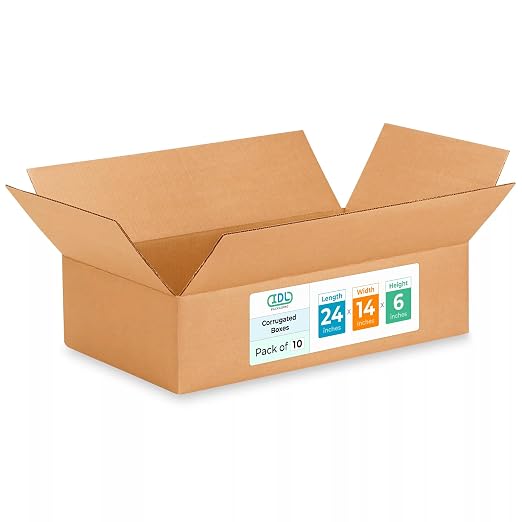 Large Shipping & Moving Boxes 24x14x6 inches (10-Pack) - Extra Strength 200 lb vs Regular - Corrugated Cardboard Moving Boxes - Large Box for Packaging by IDL Packaging | Extra Strength 200 lb vs Regular - Corrugated Cardboard Moving Boxes - Large Box ...
