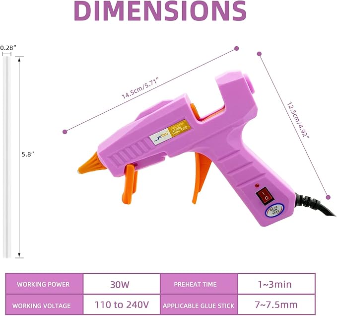 Hot Glue Gun Kit with 30pcs Glue Sticks, Mini Hot Melt Glue Gun with Carrying Case for Crafts, School DIY Arts, and Home Repair (30Watts, Pink)