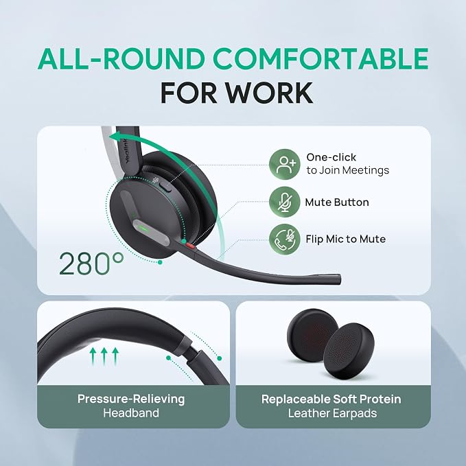Yealink WH64 Mono DECT & Bluetooth Wireless Headset for Phone PC Cellphone | Teams Certified Single On Ear Headset, 3X Noise Canceling Mic, 26H Talk Time, 606 ft Long Range for Office Call Center