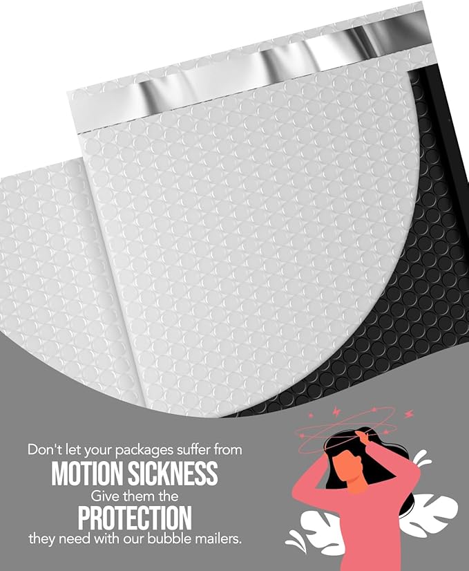 GSSUSA Black Bubble Mailers 8.5x12 Padded Envelopes 40 Pack Self-Seal Packaging Bags, Small Business Supplies, Bubble Envelopes, Mailing Bags, Packaging for Small Business, Black Bubble Mailer