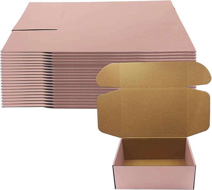 Pink Shipping Boxes 20 Pack 11x8x4 inch, Corrugated Gift Mailer Boxes | Easy Assembly, Recyclable Mailers for Small Business and Gift Giving, Colorful Packing Box for Jewelry Cosmetics and Perfume