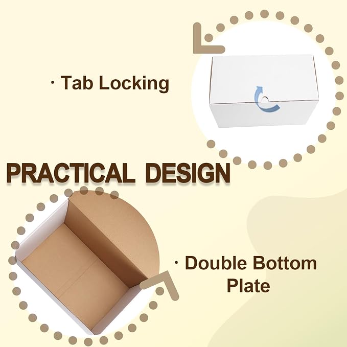 WIFTREY 12x10x6 Shipping Boxes set of 15, 12 x 10 x 6 White Corrugated Cardboard Boxes for Packaging Small Business, Moving, Mailing