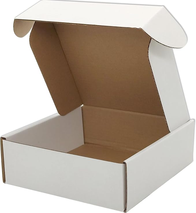 8x8x4 Shipping Boxes Set of 25, White Mailer Corrugated Cardboard Box | for Packaging, Literature, Packing, Mailing, Storage, Small Business, Moving, Gift, Supplies, Quick Fold, Tab Locking