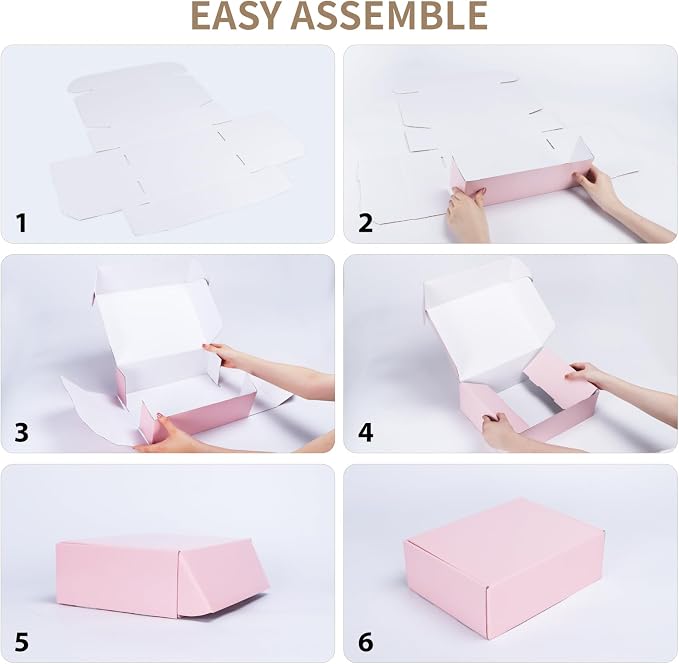 RLAVBL 12x9x3 Shipping Boxes Set of 20, Pink Corrugated Cardboard Box for Packing, Mailing, Business, Gift