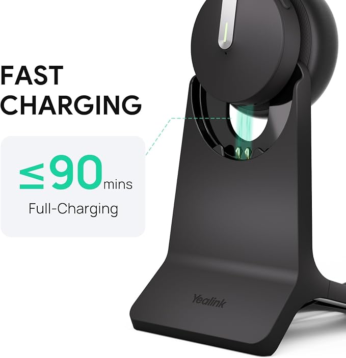 Yealink BH70 Dual Wireless Headset with Mic for Work, Bluetooth Headphone with Teams Certification, up to 35h Talk Time, 147g All-Day Wearing Comfort, Include USB-C/A Dongle & BHC70 Charging Stand