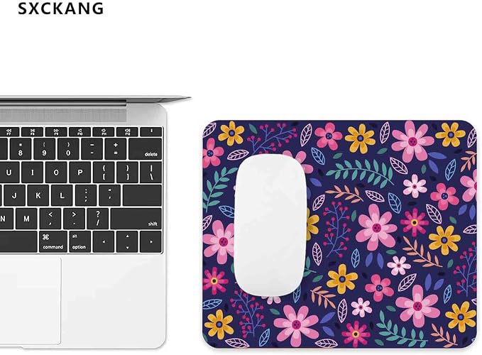 Daisy Floral Mouse Pad Cute, Purple Flowers Mousepad, Non-Slip Rubber Computer Mice Pad for Office Work Computer PC, Mouse Mat, Christmas, Halloween, and Thanksgiving Gifts, 9.5 X 7.9 Inch