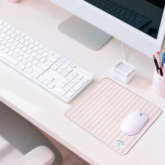 Mouse Pad for Desk with Stitched Edge, Premium Cute Washable Mouse Pads. Computer Mousepad with Non-Slip Rubber Base, Mousepads for Laptop, 9.25x7.75x0.12 inch (Sunwashed Stripes)