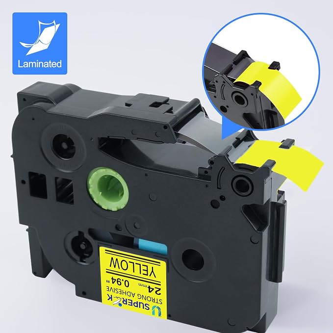 5PK Compatible for Ptouch TZe-S651 TZ-S651 TZ-651 TZe-651 24mm 1'' Laminated Black on Yellow Extra Strength Label Tape for PT-D600 D600VP P700 P710BT P750W E550W Label Maker