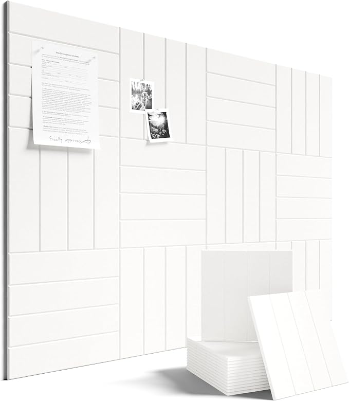 Fluxynara Felt Bulletin Board & Cork Board Alternative, Milky White | 48" x 36" Pin board, Removable Adhesive Tabs, Easy Install Without Wall Damage, For Home Office Decor