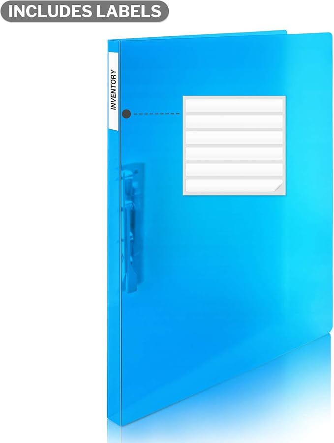 CRANBURY Punchless Clamp Binder (4-Pack, Assorted Colors), Ringless Binder Holds 100 Letter Size Pages, Documents, 8.5x11 Folder with Metal Clip for Home or Office, Transparent Acid-Free Poly