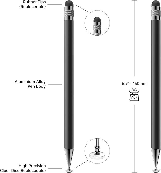 Bopomofo Stylus(5 Pcs),2-in-1 Stylus Pen for Touchscreen,Stylus Pen | Metal Barrel,Suitable for Apple(iPhone/ipad)/Nintendo Switch/Samsung/Google/Microsoft/Android Tablets Touch Screen Devices