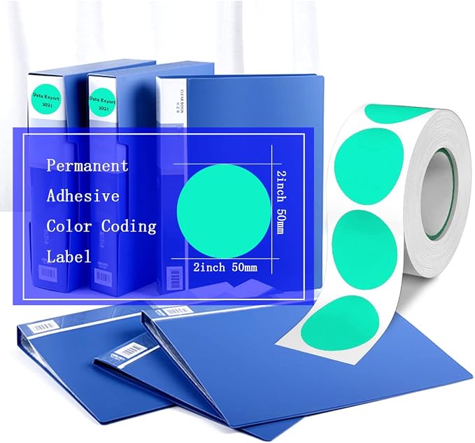 PARLAIM 2”Color Coding Labels Stickers,500PCS Round Permanent Adhesive Circle Dot Stickers for Inventory Office Home Aqua