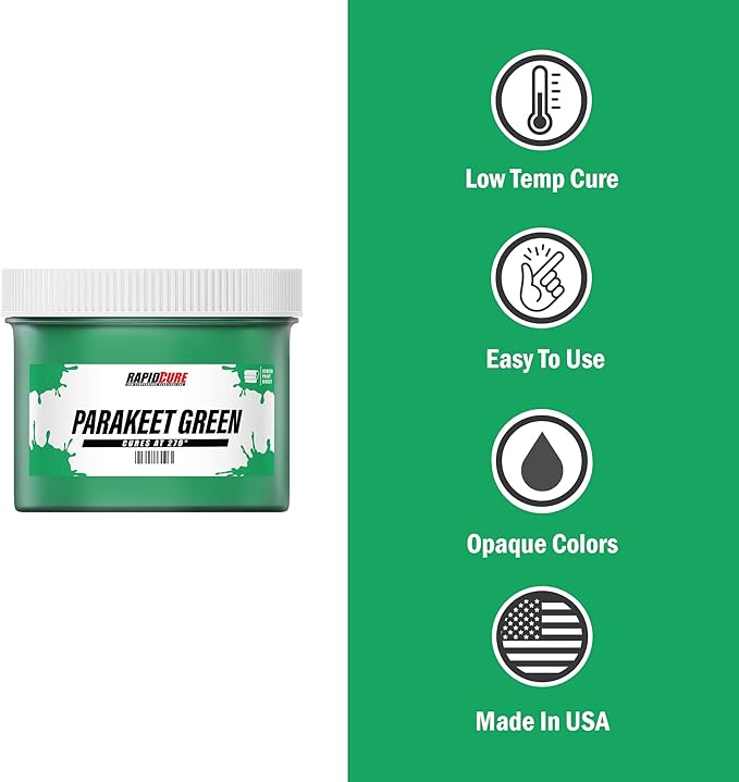 Rapid Cure® Screen Printing Ink Parakeet Green (Pint - 16oz.) - Plastisol Ink for Screen Printing, Fast Curing Fabric Paint - Screen Print Direct®, USA Made