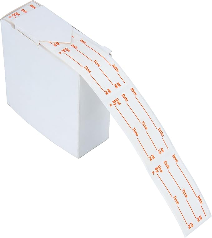 L LIKED 500 Stickers Use by 1 x 2 Inch Dissolvable Food Storage Labels for Containers Prep roll of 500 (Red) (Pack of 2)