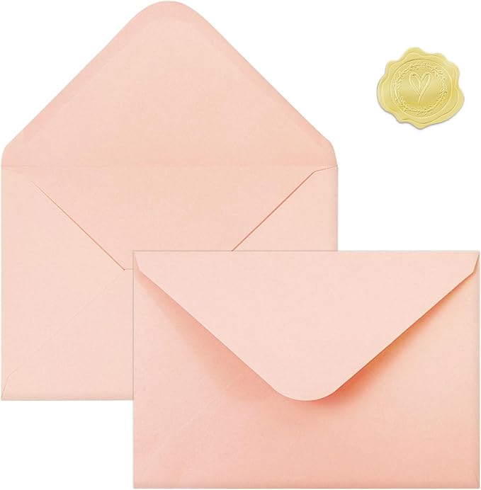 50 PCS Peach Pink Colorful A4 Envelopes,4x6 Envelopes for Invitations | 4x6 Envelopes for Greeting Cards, Great for Invitations, Wedding Invitation, Birthday, Baby Shower, Graduation