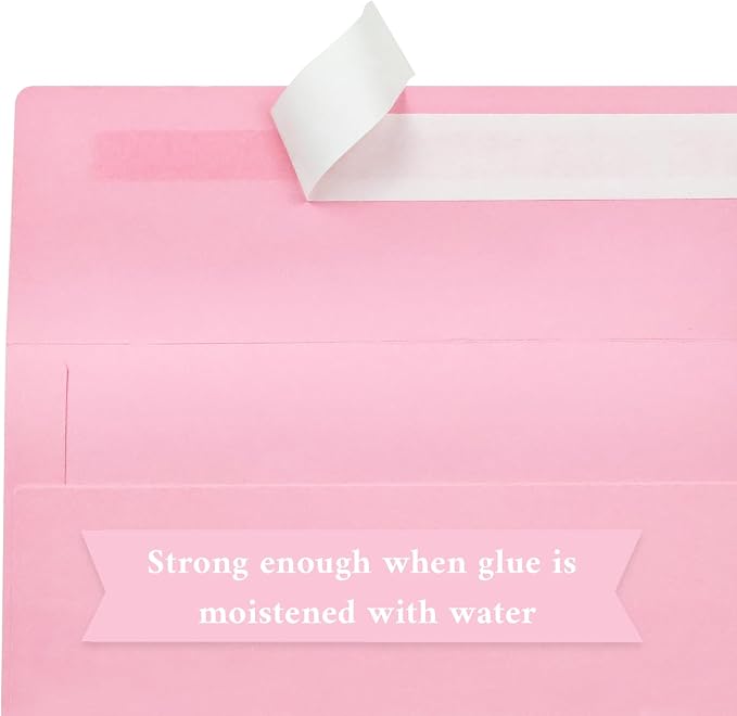 50 Pack #10 Business Envelopes, Pink Standard Envelopes Self Seal, Letter Size Business Mailing Envelopes for Checks Letters Invoices Statements Birthday Graduation Wedding, 4 1/8 x 9 1/2 Inch