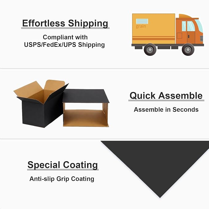10x7x6 in Shipping Boxes – 30 Pack Premium Black Corrugated Cardboard Mailers, Mailing Boxes for Packaging Small Business