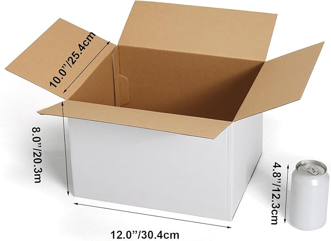 CRUGLA 12x10x8 Shipping Boxes 15 Pack, White Corrugated Cardboard Boxes with Side-Lock and Pre-Applied Double-Sided Tape, Easy Assemble Packing Mailer Boxes for Small Business Shipping