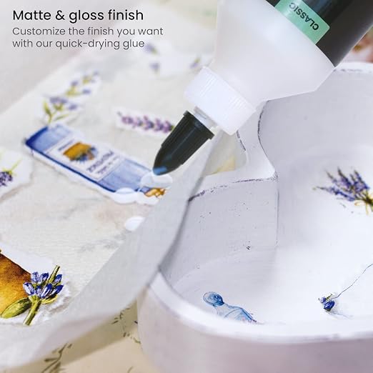 Arteza Decoupage Glue Craft Kit, 2 Glue Finishes (Gloss & Matte), 8-oz Bottles, Foam Brushes, Plastic Spreader Tools, Gloves, Art Supplies for Paper Crafting, Scrapbooking & Decorating