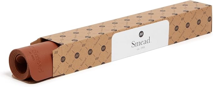 Smead Desk Pad, Vegan Leather Desk Mat with Non-Slip Faux Suede Backing, Perfect Desk Organizer for Office Decor, 23.6” x 13.7” Small, Saddle (64837)