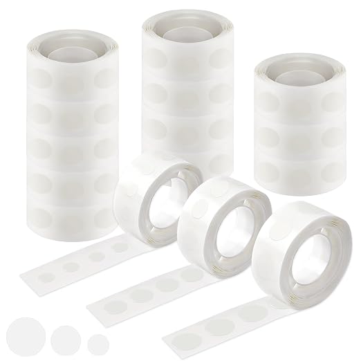 UPINS 1500Pcs Glue Points Dots Removable Balloon Glue Adhesive Dots | 15 Rolls Double Sided Tape Dots Stickers, 6 to 15mm, Balloon Glue and Craft Supplies, Holiday Wedding Party Home Wall Decor
