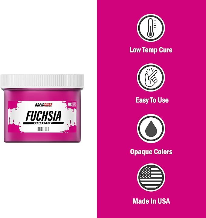 Rapid Cure® Screen Printing Ink Fuchsia (5 Gallon - 640oz.) - Plastisol Ink for Screen Printing, Fast Curing Fabric Paint - Screen Print Direct®, USA Made