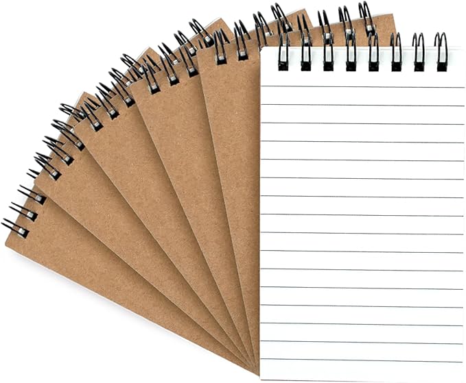 Pocket Notebooks, 3x5 Small Notepads, Mini Top Spiral Notebook, Little Size, Lined College Ruled Paper, Tiny Memo Pads for Home, Office, Work, School, Meeting, or Travel,6 Pack
