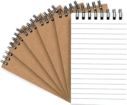 Pocket Notebooks, 3x5 Small Notepads, Mini Top Spiral Notebook, Little Size, Lined College Ruled Paper, Tiny Memo Pads for Home, Office, Work, School, Meeting, or Travel,6 Pack