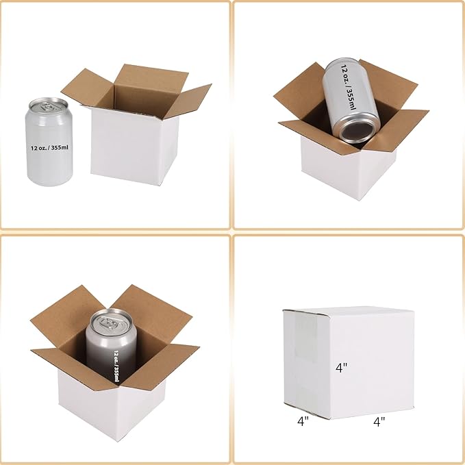 Calenzana 4x4x4 Shipping Boxes Set of 50, Small Corrugated Cardboard Box for Mailing Packing Gifts, White