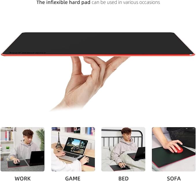 Mouse Pad, Resin Hard Surface Mouse Mat Polymer Silicone Bottom Gaming Mousepad No Smell Waterproof for Games, Office 30 x 24 cm (11.8 x 9.5in)