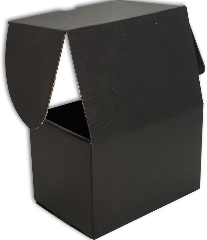 6x4x4 Shipping Boxes Set of 50, Black Mailer Corrugated Cardboard Box | for Packaging, Literature, Packing, Mailing, Storage, Small Business, Moving, Gift, Supplies, Quick Fold, Tab Locking