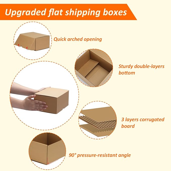 HORLIMER 8x6x4 inches Shipping Boxes Set of 25, Brown Corrugated Cardboard Box Literature Mailer