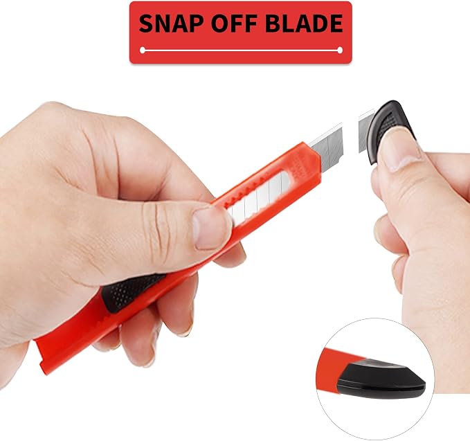 DIYSELF 8 Pack Box Cutter Retractable Utility Knife, 9mm Wide Blade | Box Cutters Bulk for Cardboard, Packages, Paper, Snap-Off Blades Razor Knife, Navajas para Trabajo, Disposable Box Opener