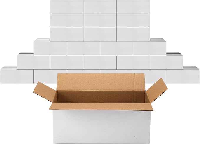 PETAFLOP 8x8x3 Shipping Boxes Set of 25, Small White Cardboard Mailer Box for Packing, Mailing, Business