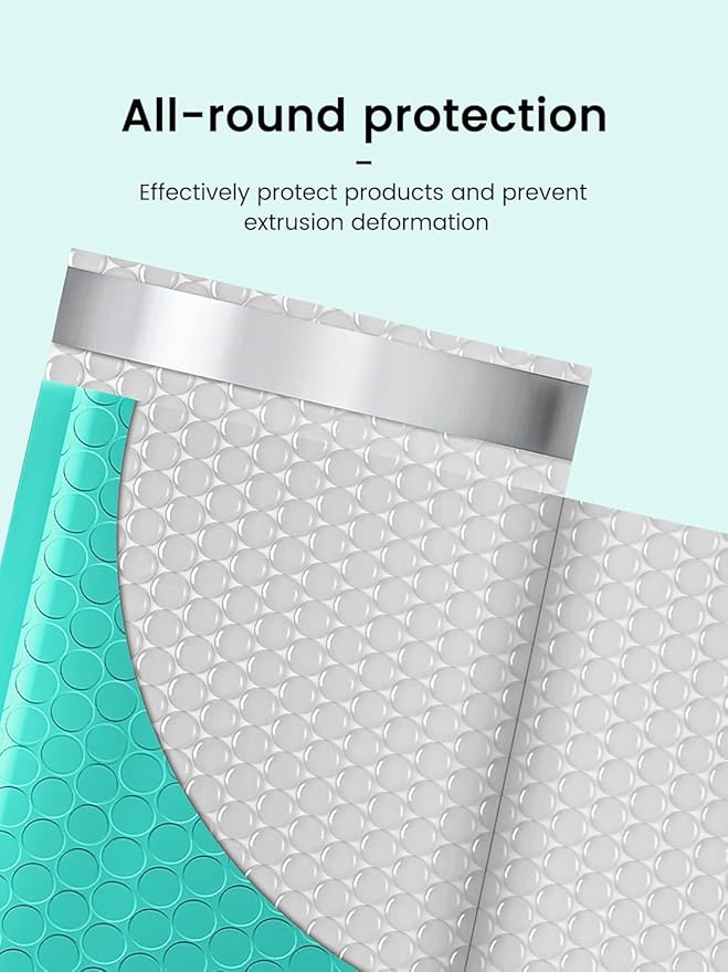 GSSUSA Teal Bubble Mailers 4x8 Inches 19200 Pack, Usable Size 4X7" Bubble Envelopes for Small Business, 1 Pallet Padded Envelope, Shipping Mailers, Packaging Bags, Mailing Envelopes, Shipping Supplies