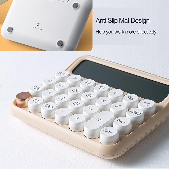 Calculators, Benkaim Desk Calculator, Basic Standard Calculator,12 Digit Large LCD Display Big Button for School, Home & Business Use, Gold Desk Accessories(Beige)