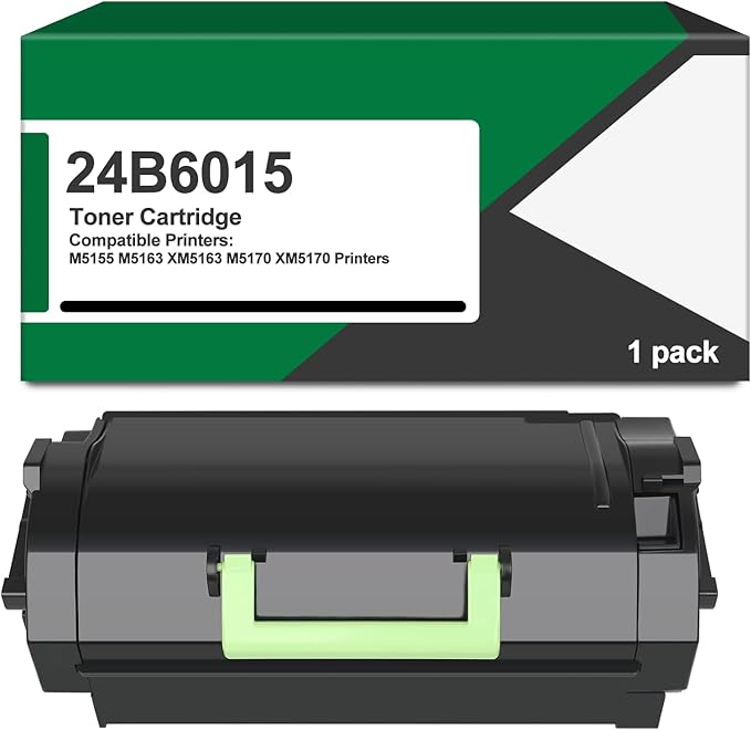 24B6015 Toner Cartridge Black Compatible with Lexmark 24B6015 Toner M5155 M5163 XM5163 M5170 XM5170 Printer (1Pack,with Chip)