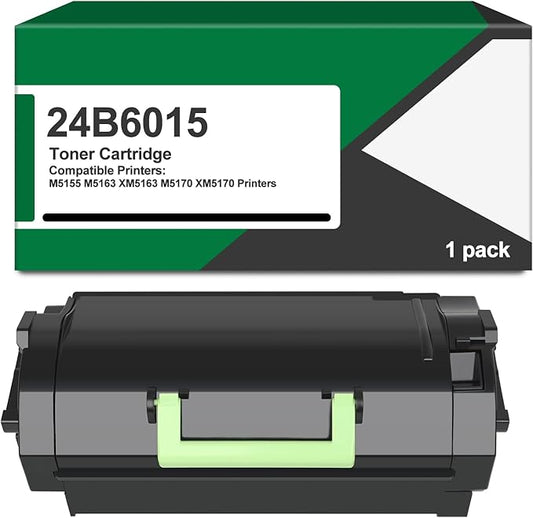 24B6015 Toner Cartridge Black Compatible with Lexmark 24B6015 Toner M5155 M5163 XM5163 M5170 XM5170 Printer (1Pack,with Chip)