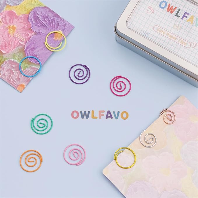 OWLFAVO 132pcs Small Circle Shape Paper Clips with Clear Box, 11 Colors, Funny Cute Paperclips Bookmarks Planner Clips for Fun Office Supplies School Gifts Wedding Decoration