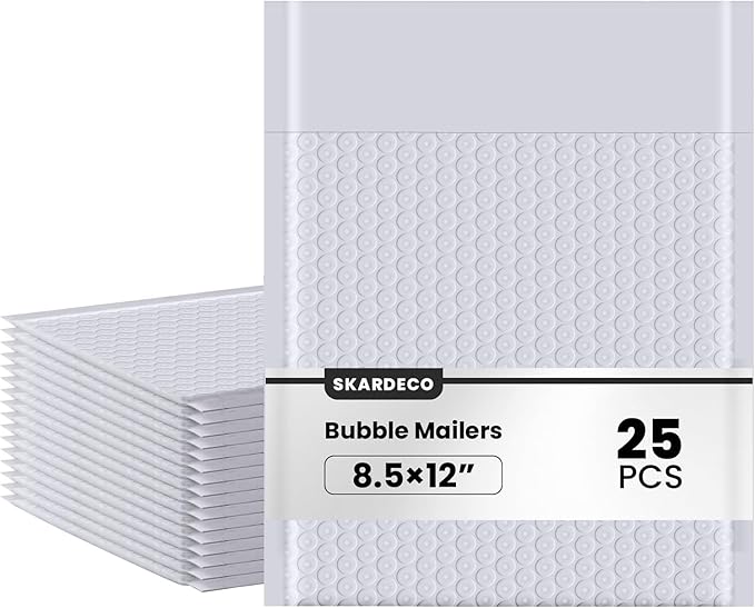 Bubble Mailers 8.5x11inch 25Pack Grey Bubble Mailers Self-Seal Padded Mailing Envelopes Bubble Opaque Padded Mailer for Small Businesses to Package and Mail Jewelry Cosmetics#2（white，grey）