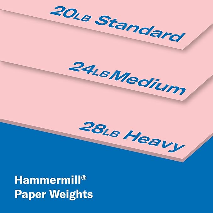Hammermill Colored Paper, 20 lb Pink Printer Paper, 8.5 x 11-10 Ream (5,000 Sheets) - Made in the USA, Pastel Paper, 103382C