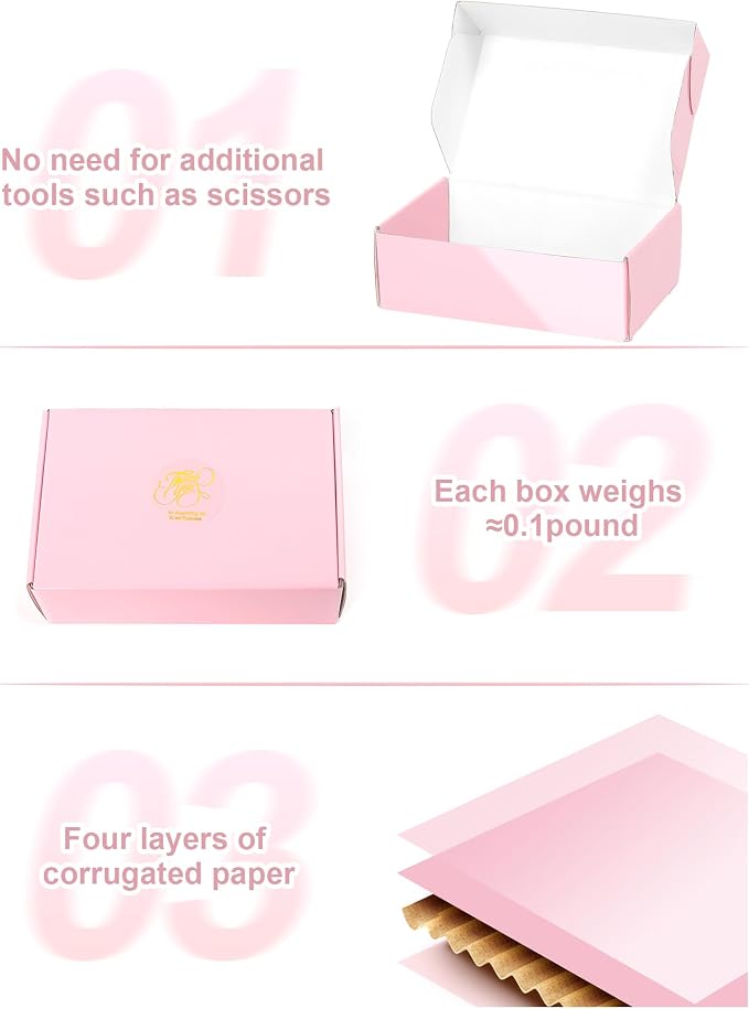 Small Shipping Boxes 6x4x2 Inch 50 Pack, Light Pink Mailer Packaging Boxes, Corrugated Cardboard Boxes for Small Business Gift Literature Shipping