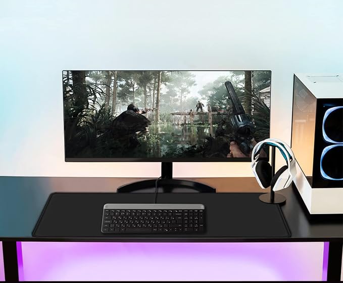 Large Gaming Mouse pad, 31.5x15.7 in Extended Desk Pad with Stitched Edges | Mousepad, Premium Microfiber Cloth Surface Waterproof Non-Slip Stable Rubber Base Keyboard Mat for Office Home Gaming, Black