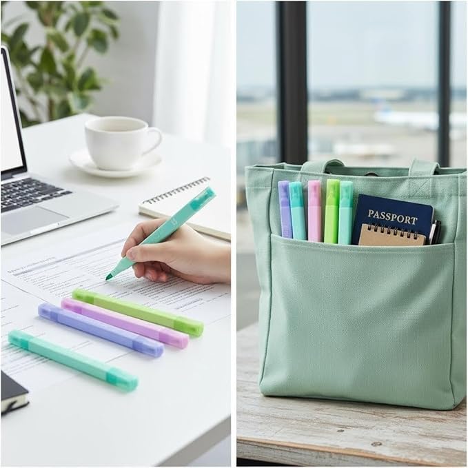 6Pcs Aesthetic Cute Highlighters with Soft Chisel Tip,Bible Highlighters No Bleed, Quick Dry Highlighter Markers