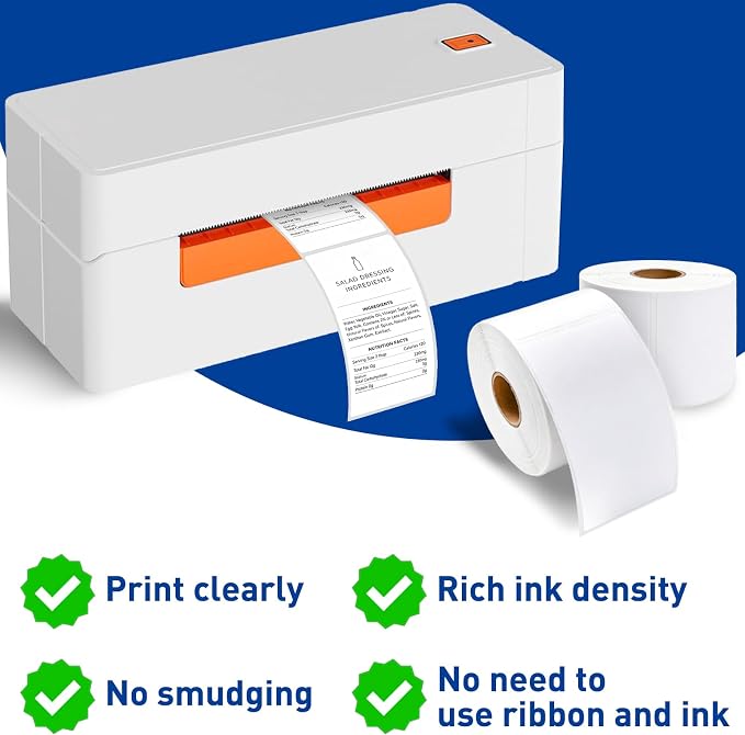 ESSENTIAL 2.25" x 4" Direct Thermal Printer Labels for Barcodes, Address | Permanent Adhesive, Compatible with Zebra, Rollo and Other Desktop Printers, 350 Labels of Roll, 12 Rolls (4200 Labels)