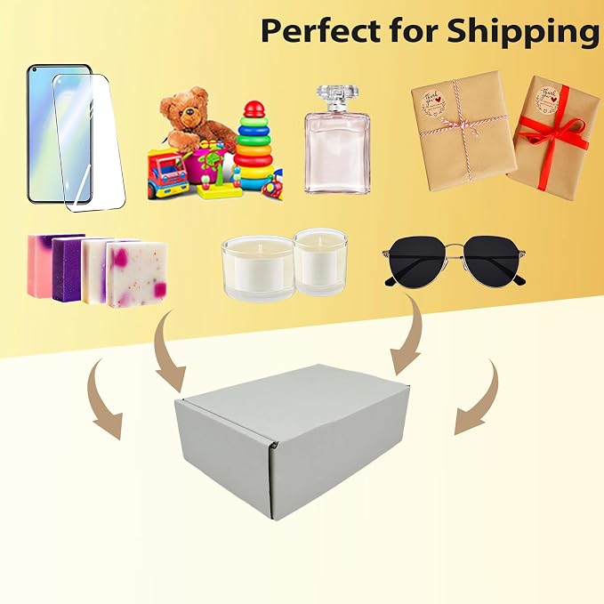 Small Shipping Boxes 6x4x2, Set of 25, White Corrugated Cardboard Box Mailer (YD642-25W)