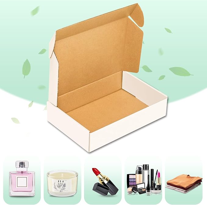50 pack Small Shipping Box,4x4x1'',Corrugated Mailer,Wonfer Cardboard Box, White