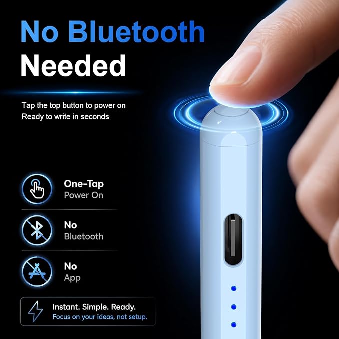Stylus Pen for Apple iPad 2018-2026 for Note-Taking Drawing Blue | 15Min Fast Charge iPad Pencil with High Precision, Tilt Sensitivity, Palm Rejection on iPad 6-11/Air/Pro/Mini, No Pairing